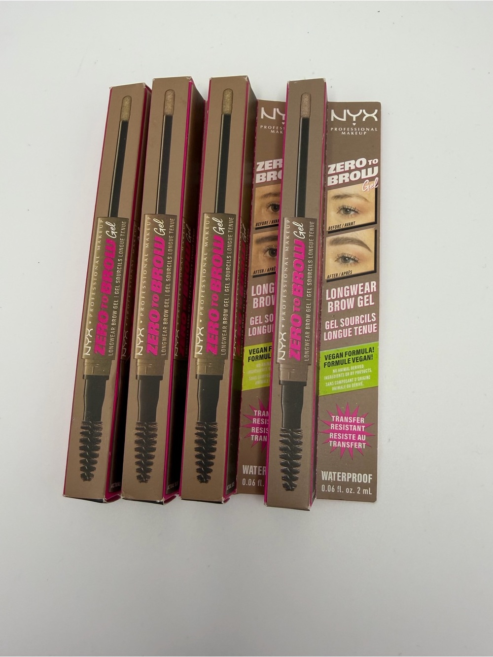 4 Pack- NYX Zero to Brow Gel Longwear Brow Gel - Brown